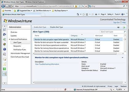 screen shot of Microsoft's Intune remote PC management software