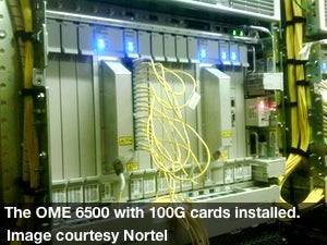 The OME 6500 with 100G cards installed.