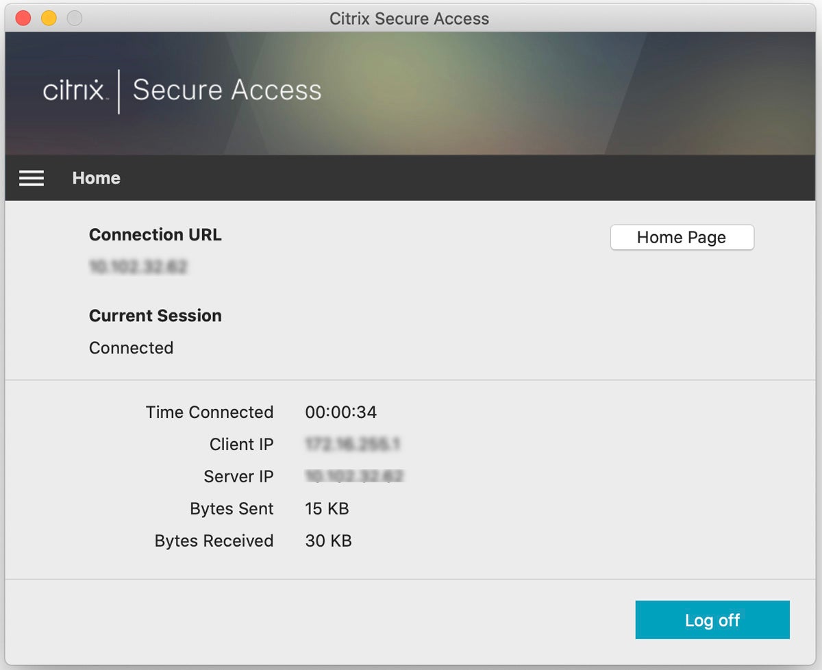 Citrix Secure Access interface.